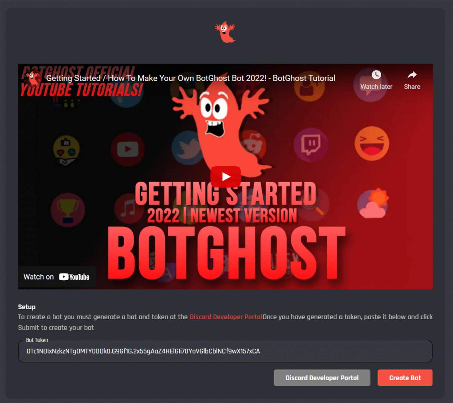 How to get a token for discord bot application