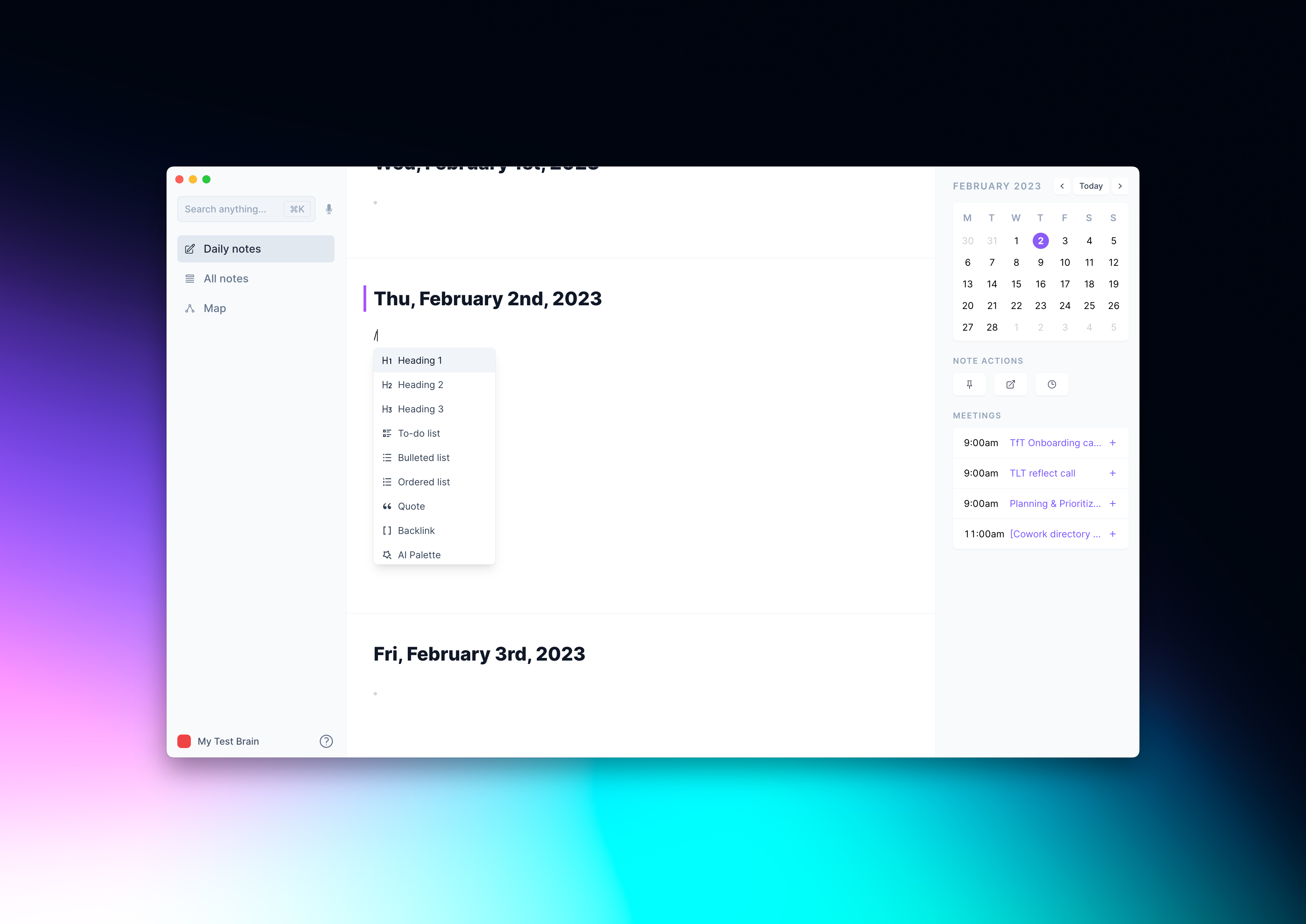 Reflect AI for note-taking
