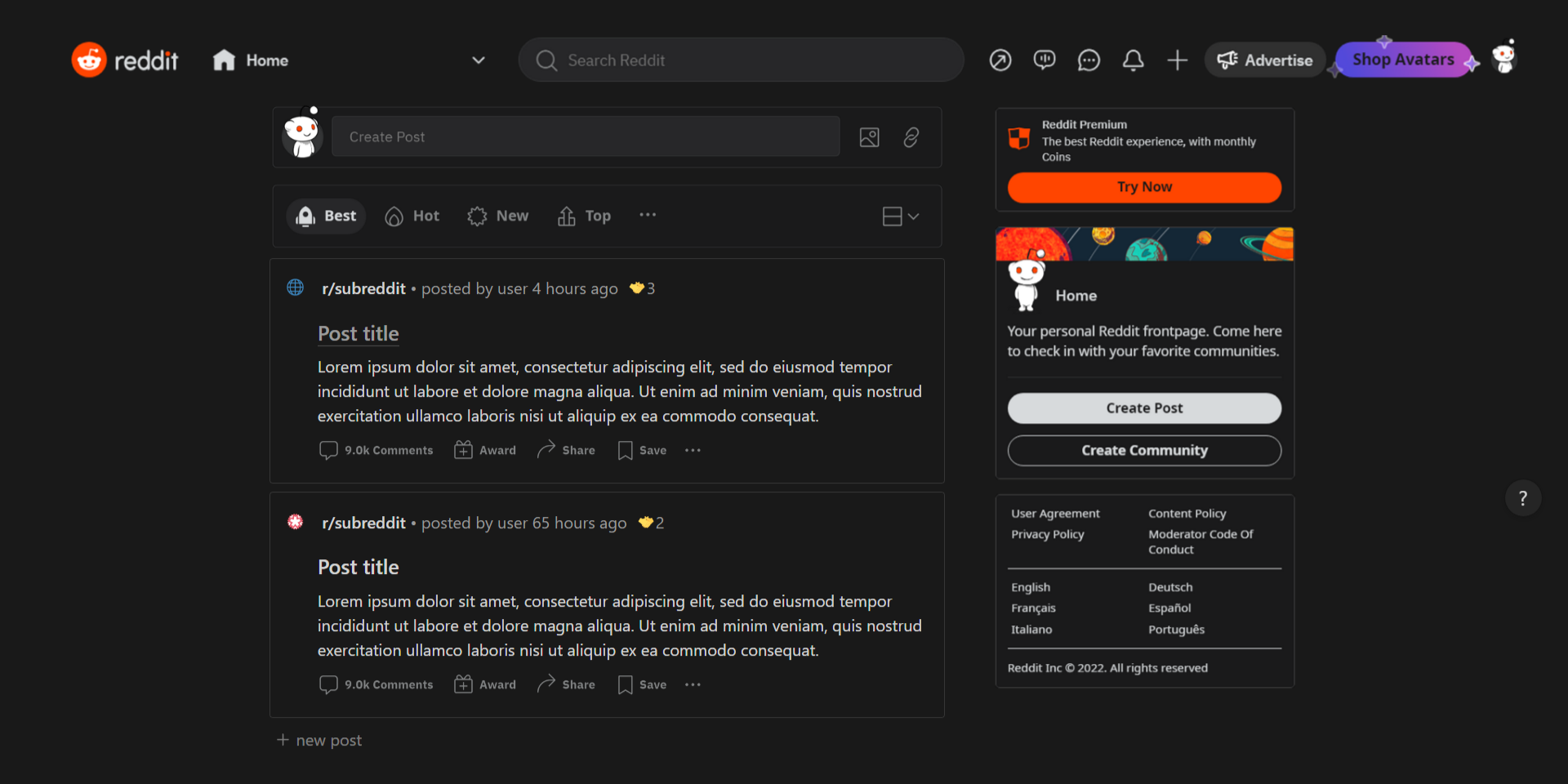 RedditInspired Notion Template (Modern)