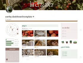 Earthy Cottagecore Notion Dashboard Template