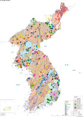 한반도의 주요 금속 광물 자원 분포도
출처. 대한민국 국가지도집