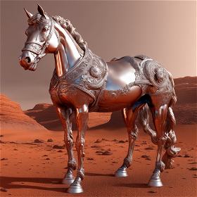 a horse on mars, Ray Tracing Reflections, insanely detailed and intricate, hypermaximalist, elegant, ornate, hyper realistic, super detailed