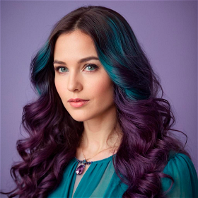 Teal with purple highlight hair