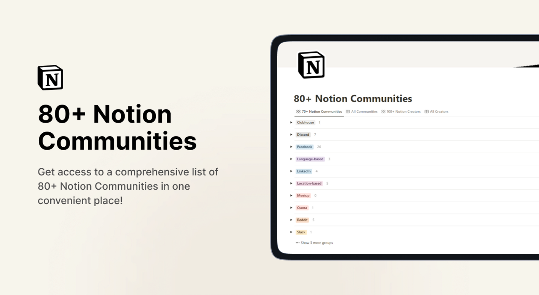 80+ Notion Communities