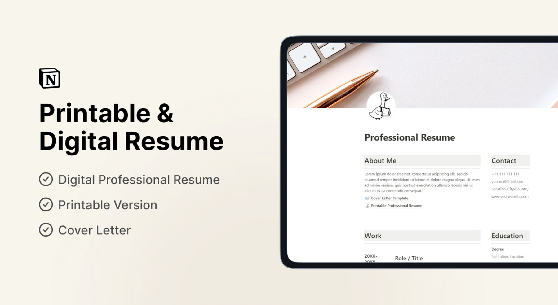 Printable & Digital Professional Resume