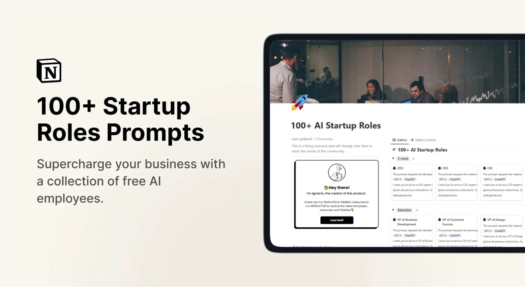 100+ Startup Roles Prompt Templates