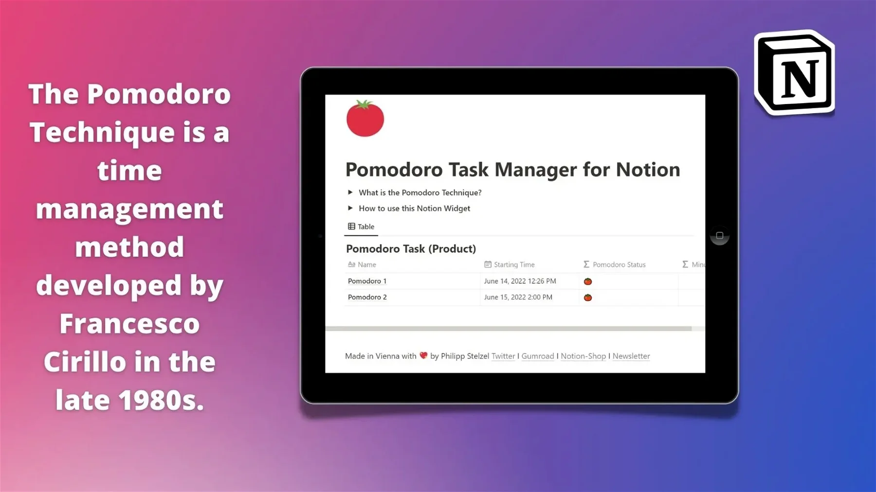 Pomodoro Task Manager for Notion