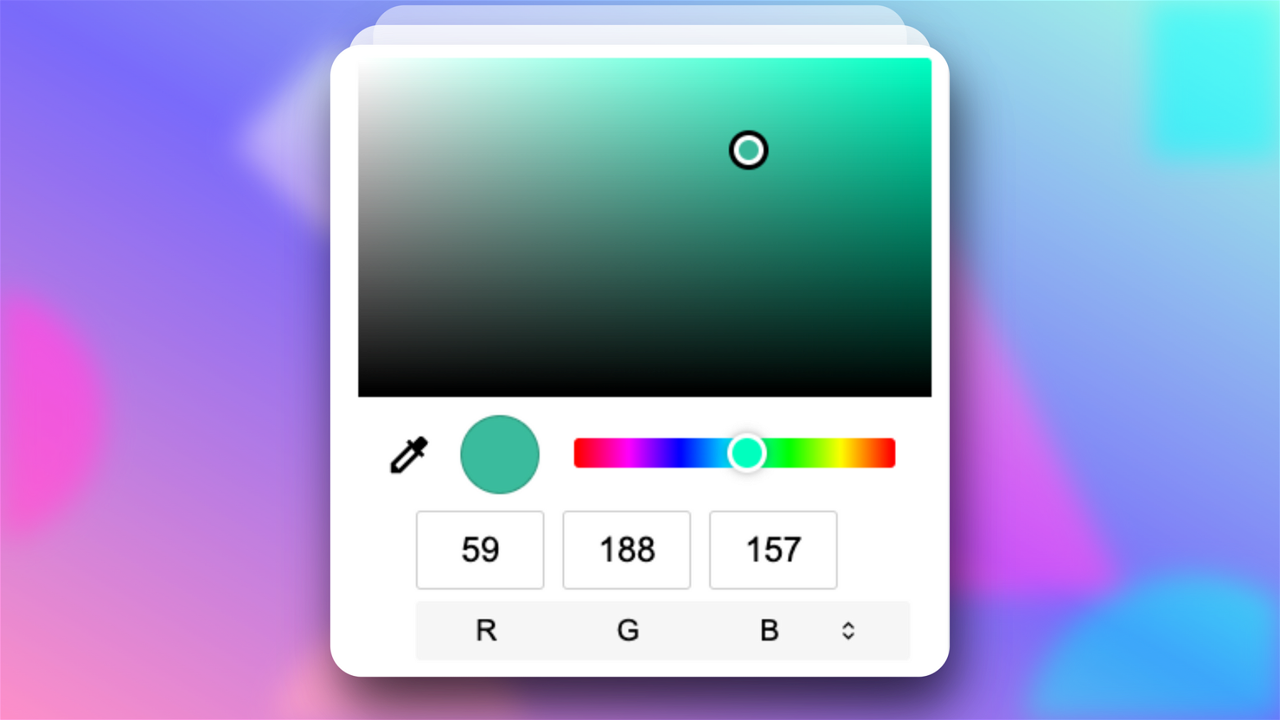 By default, the color picker will be set in RGB mode. You can hover over the bottom part of the color picker and click to change through different color modes: RGB, HSL, and HEX.
