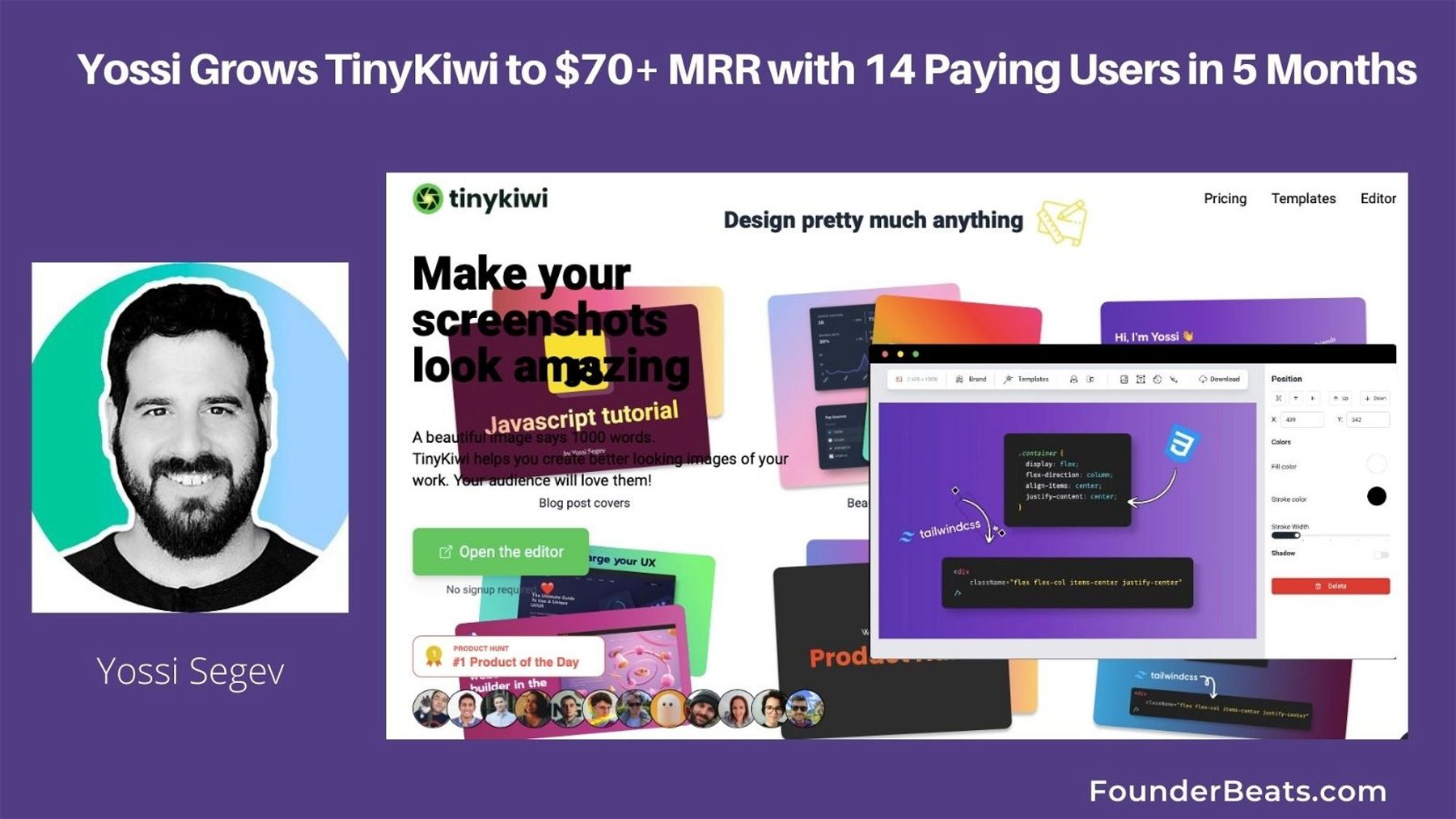Yossi Grows TinyKiwi to $70+ MRR with 14 Paying Users in 5 Months