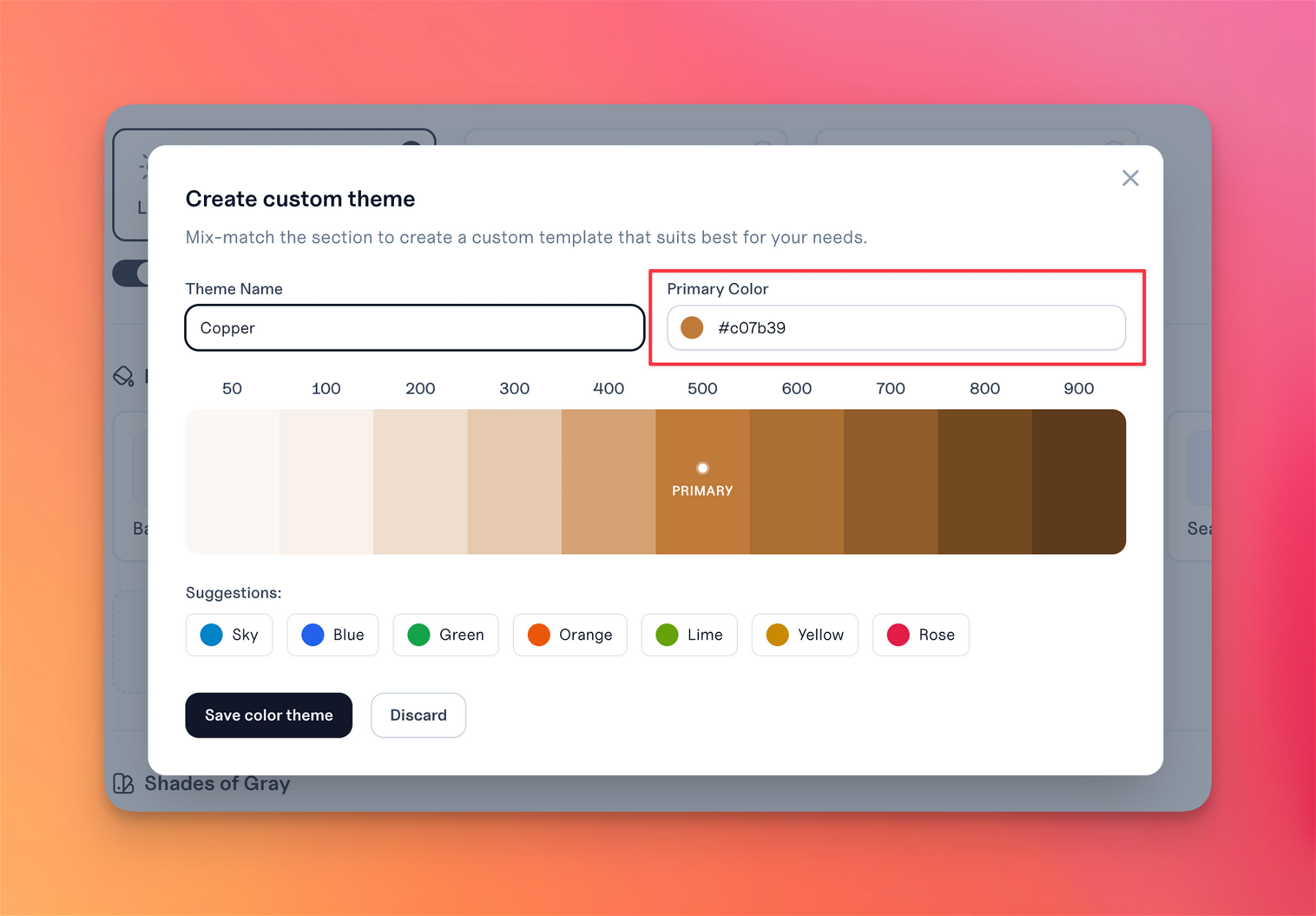 Create a new color theme with just a single brand color
