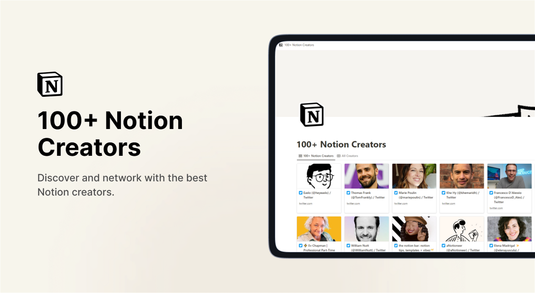 100+ Notion Creators