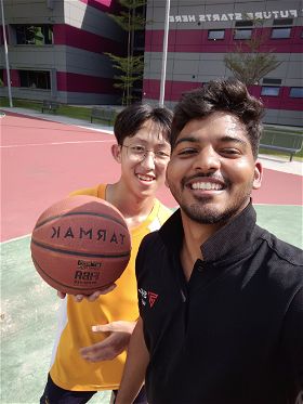 Playing basketball after the meeting with new folks in One North JTC!