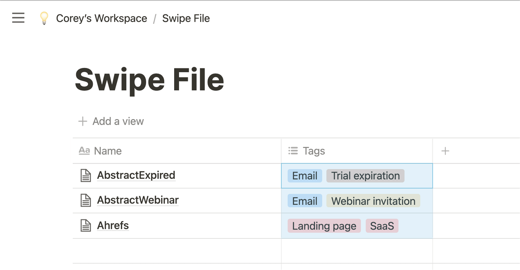 How to build a swipe file with Notion