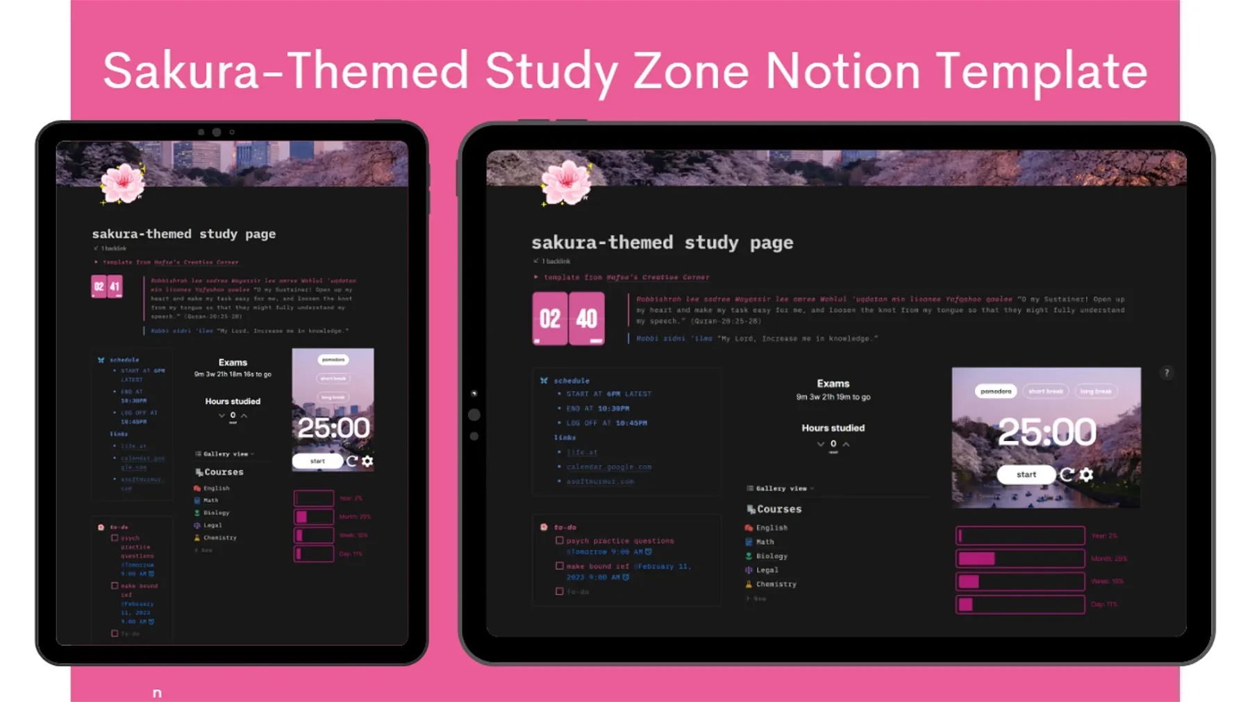 Free Sakura-Themed Study Zone Notion Template for Students