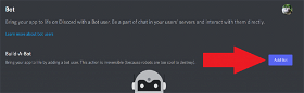 Click the Add Bot button to make your discord bot.