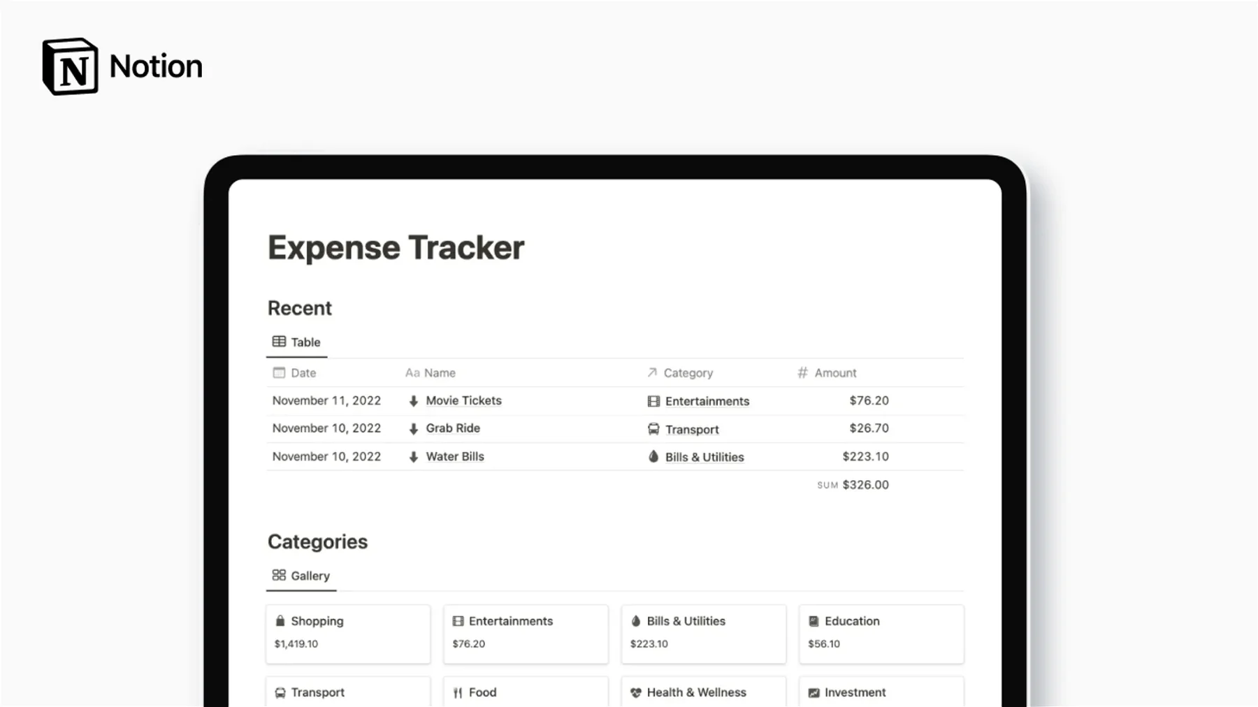 Notion Expense Tracker