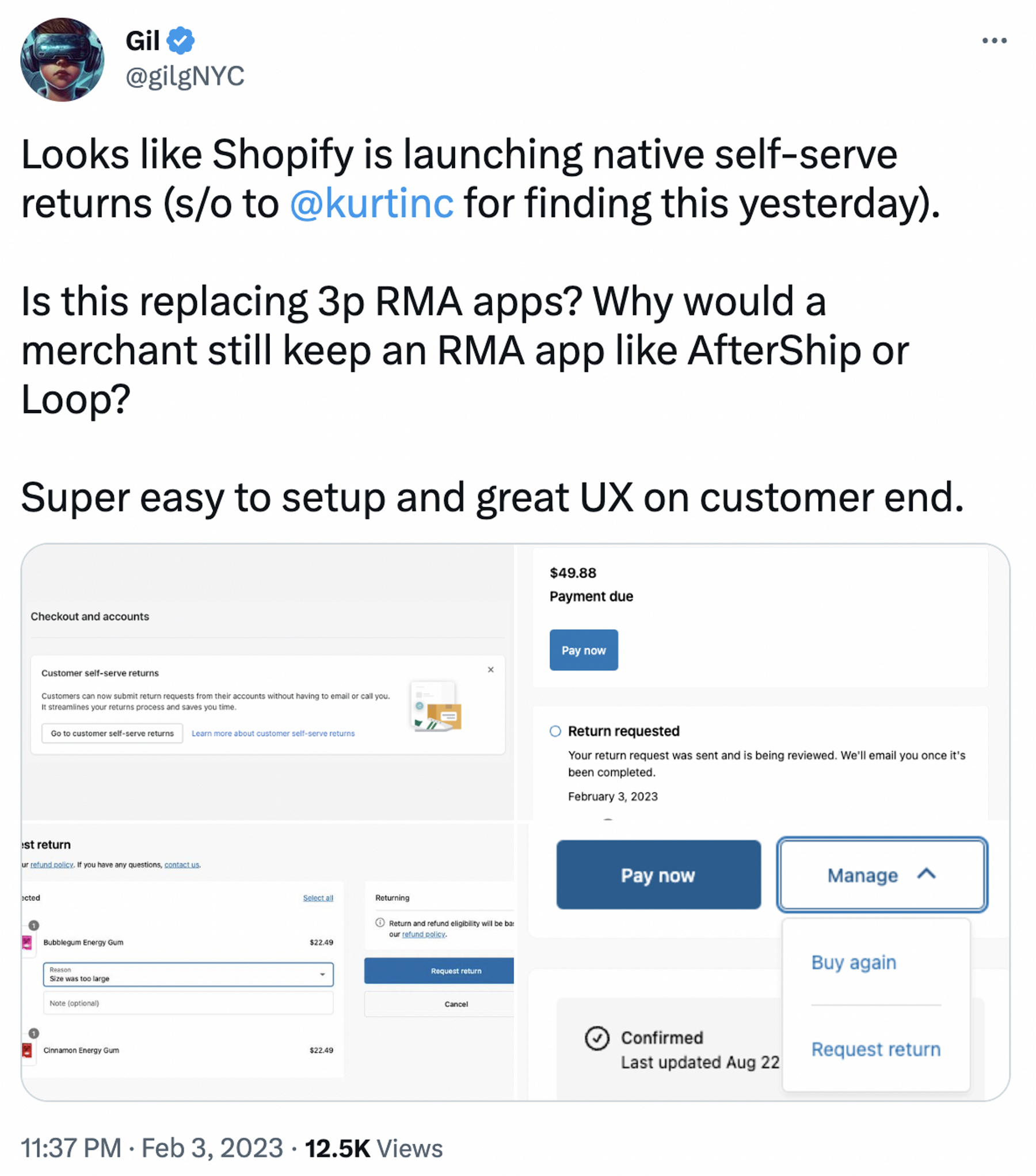 Shopify introducing their own returns functionality