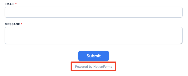Below each free form, there is a link to NotionForms