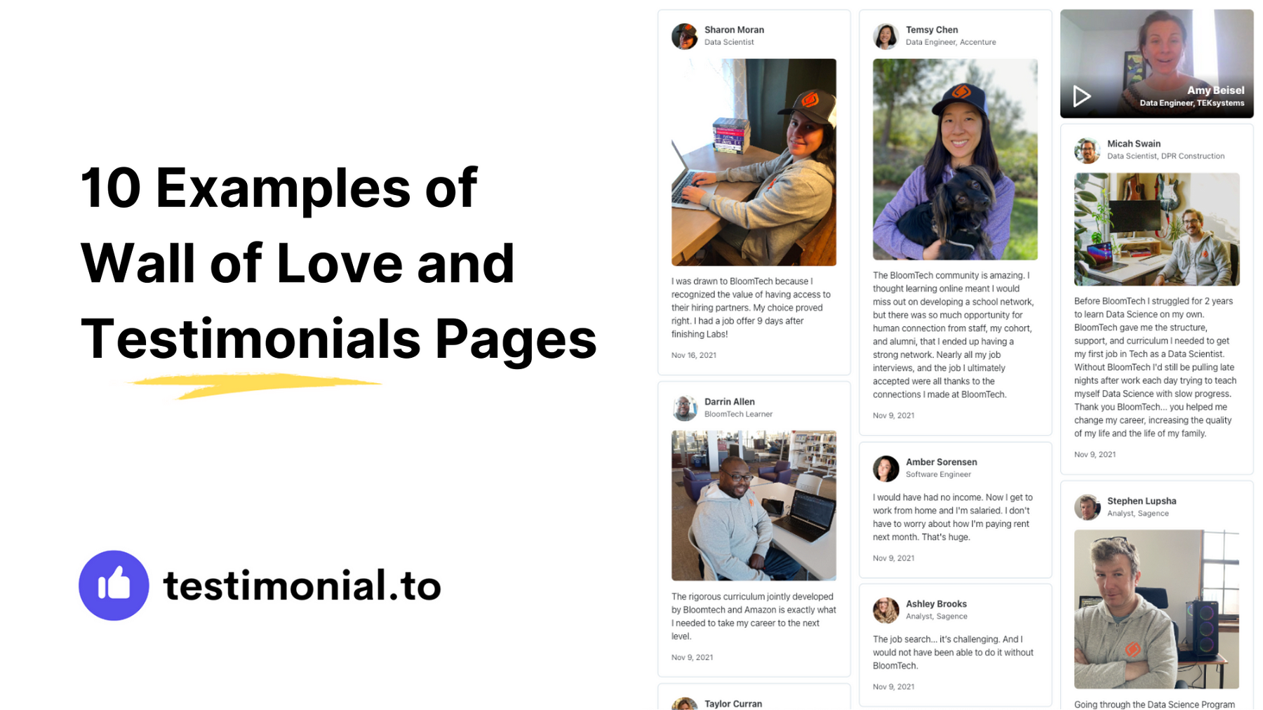 10 Examples of Wall of Love and Testimonial Pages