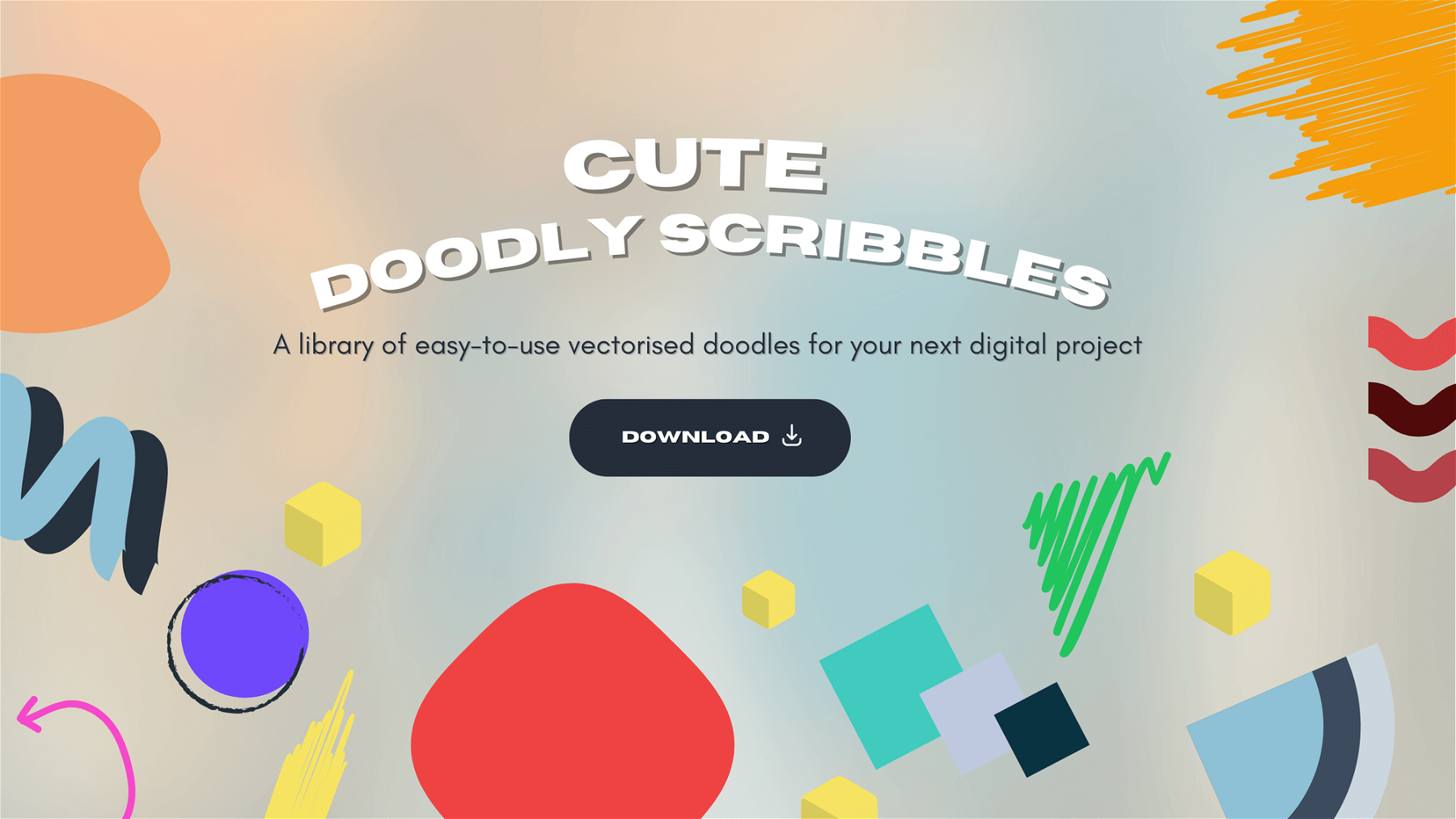 Cute Doodly Scribbles is a Collection of Funky Vectorized Scribbles and Shapes for your Digital Design Projects.