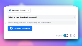 By default, the Facebook Connect option will ask responders, “What is your Facebook account?”