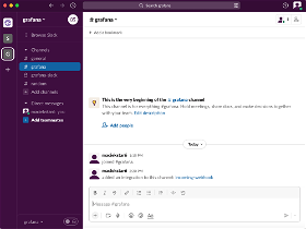 Screenshot from the setup channel in Slack. 