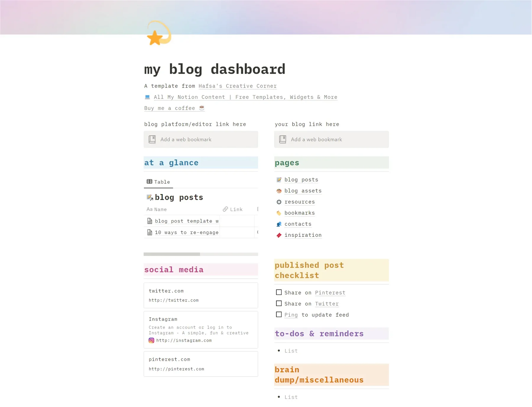 Blogging Manager Notion Template