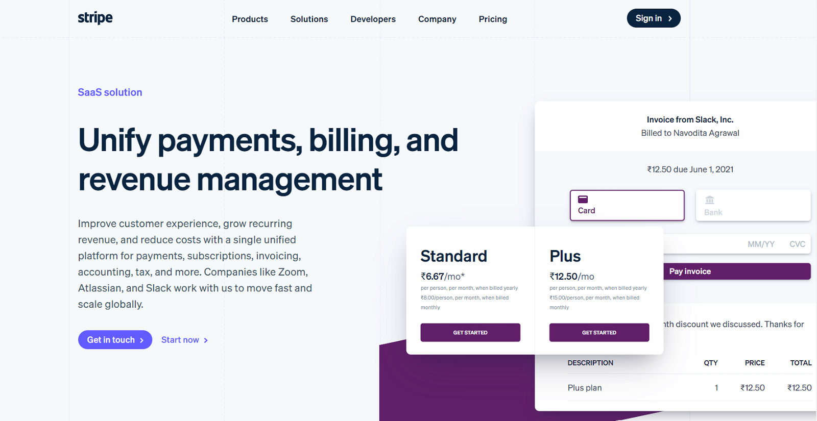 Stripeâ€™s use-case page for the term â€˜SaaS payment softwareâ€™.