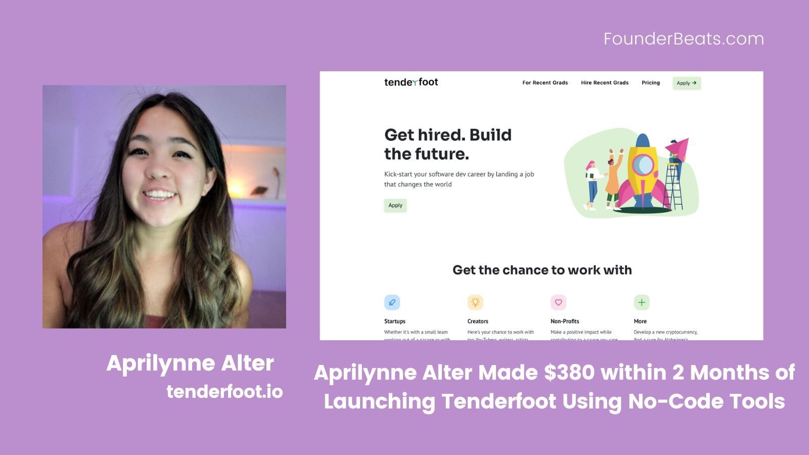 Aprilynne Alter Made $380 within 2 Months of Launching Tenderfoot Using No-Code Tools