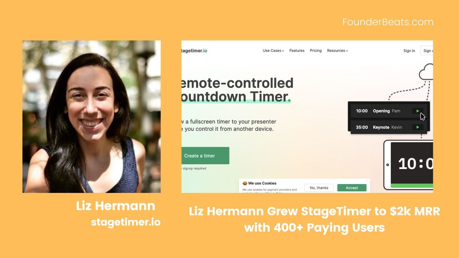 Liz Hermann Grew StageTimer to $2K MRR with 400+ Paying Users