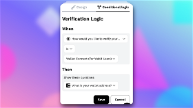 Example customization for verification logic. This example shows that the Wallet Connect input will show if the responder selects that they’d like to verify via Wallet Connect.