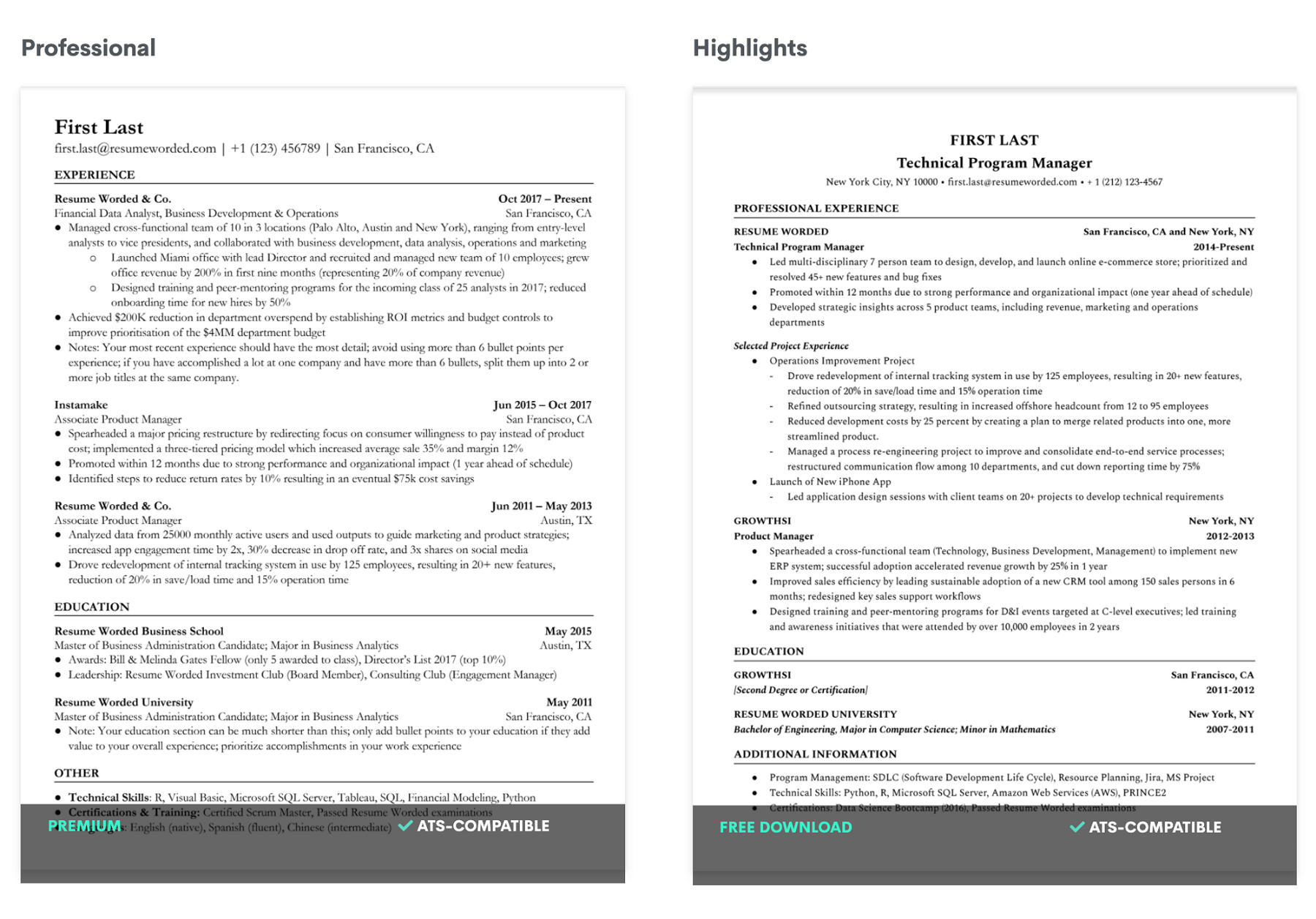 Wanting to know how simple resumes do a good job of passing the ATS - Feel free to download it from https://resumeworded.com/resume-templates