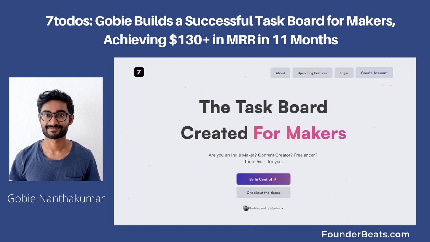 7todos: Gobie Builds a Successful Task Board for Makers, Achieving $130+ in MRR in 11 Months