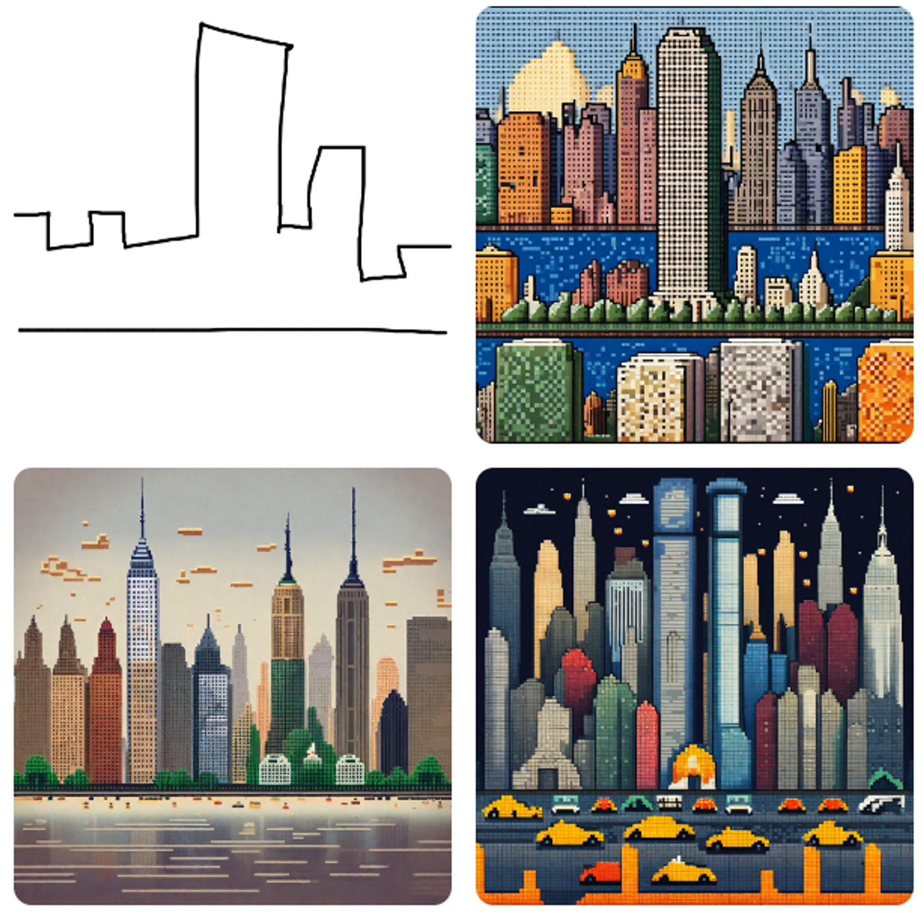 New York city en style Pixel Art