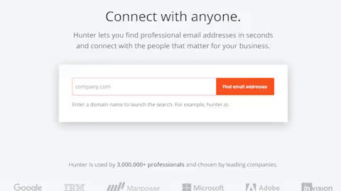Hunter showing email addresses.