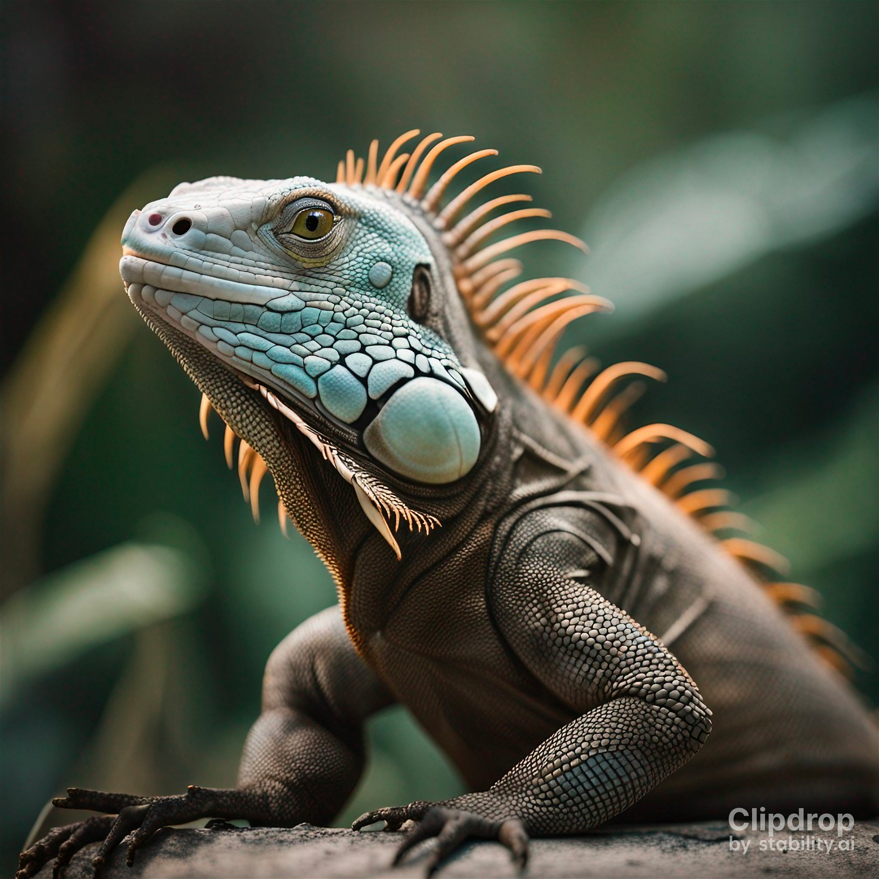 an iguana shot with Sony Alpha a9 II and Sony FE 200-600mm f/5.6-6.3 G OSS lens, natural light
style: photographic