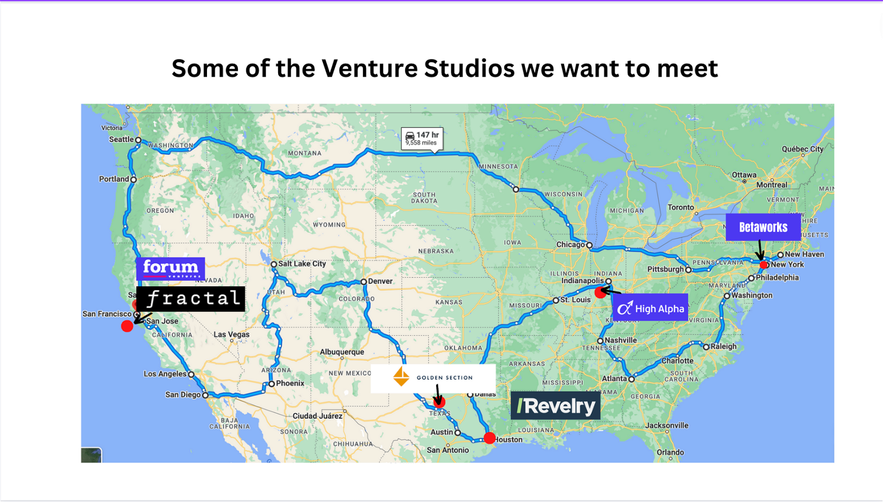 Meeting Venture Studios on the way!