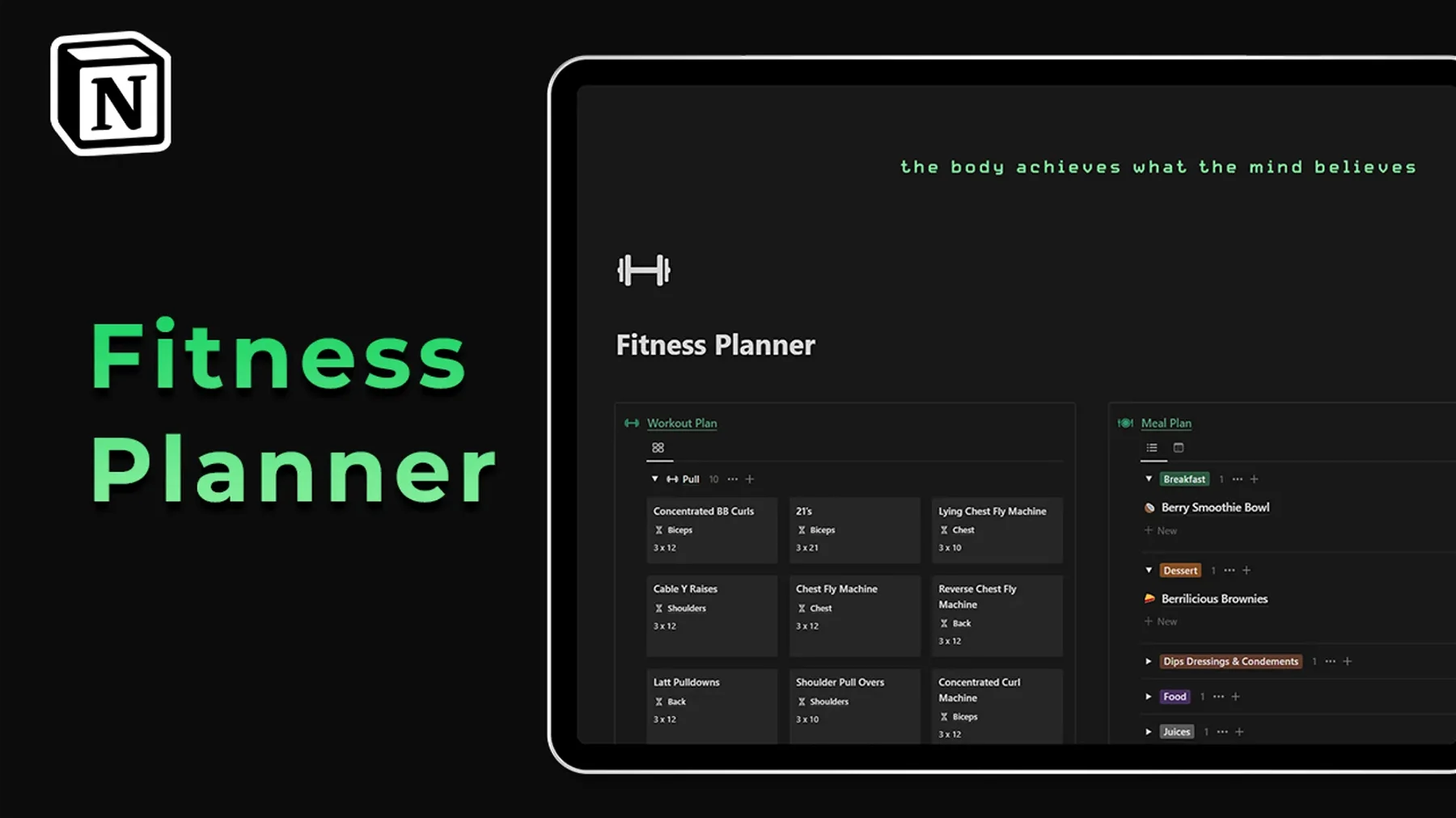 Notion Fitness Planner