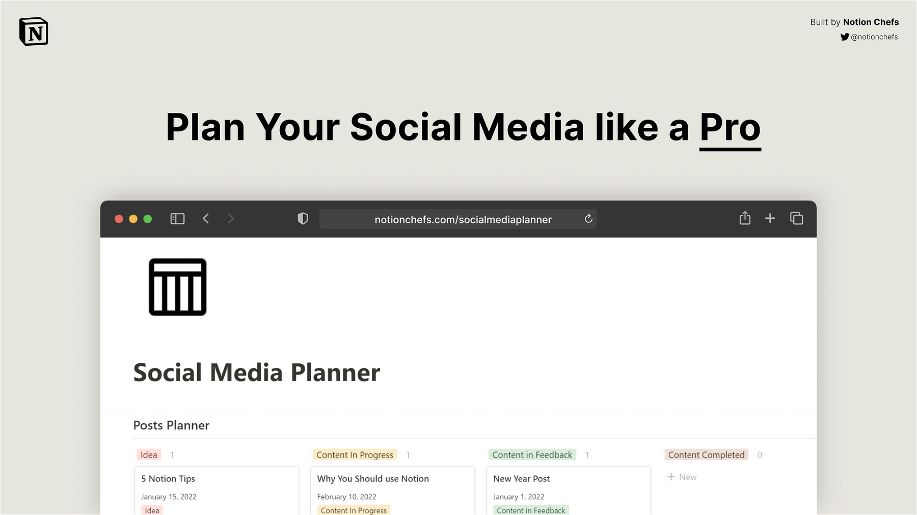 NotionChefs Social Media Planner (Notion Template)