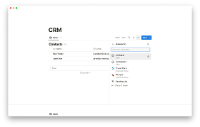 You can’t add multiple tables in a Notion CRM, but you can add Relations between two separate Notion databases.