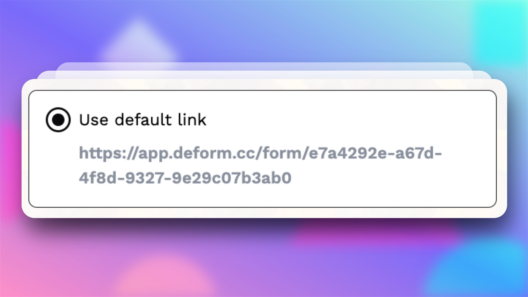 Example of what a default form link on DeForm looks like. By default, your link will look like a subpage with a hash (mixture of letters and numbers that create a unique identifier).