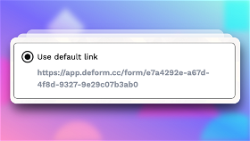 Example of what a default form link on DeForm looks like. By default, your link will look like a subpage with a hash (mixture of letters and numbers that create a unique identifier).