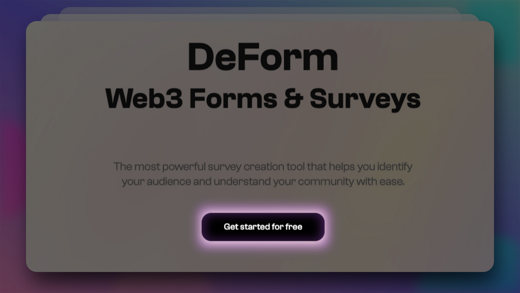 One of the quickest ways to login or sign up on DeForm is by using the Get started for free button located near the center of the website!