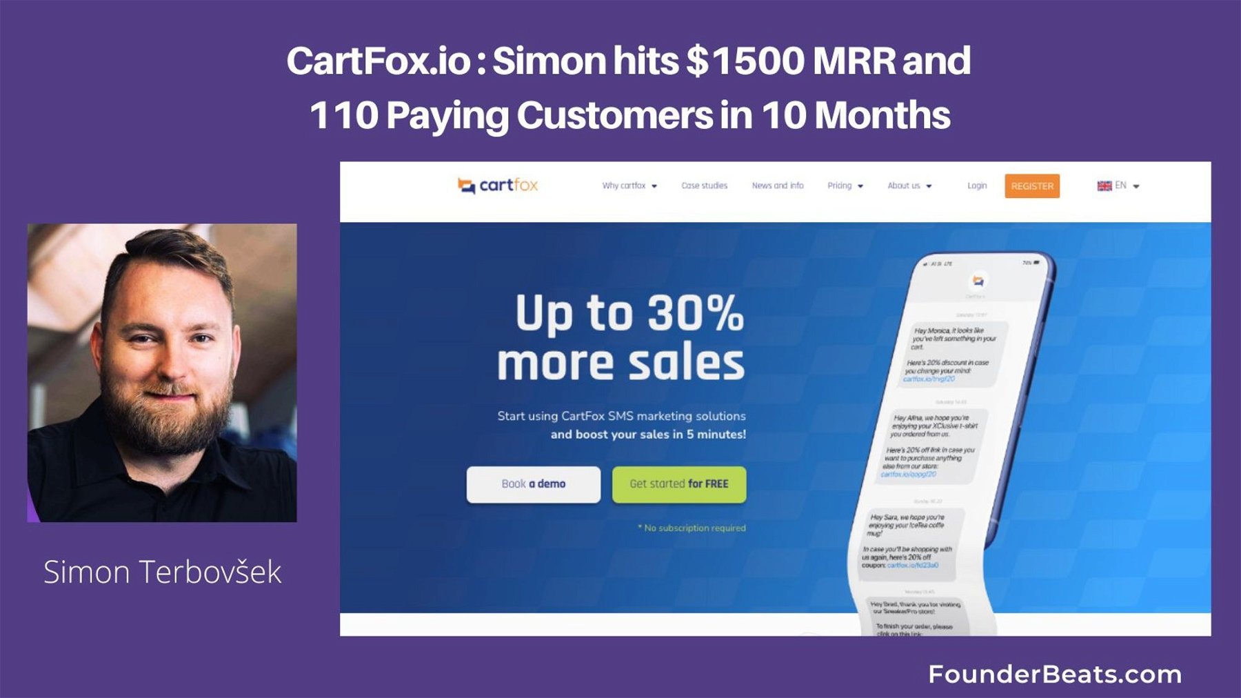 CartFox.io : Simon hits $1500 MRR and 110 Paying Customers in 10 months 