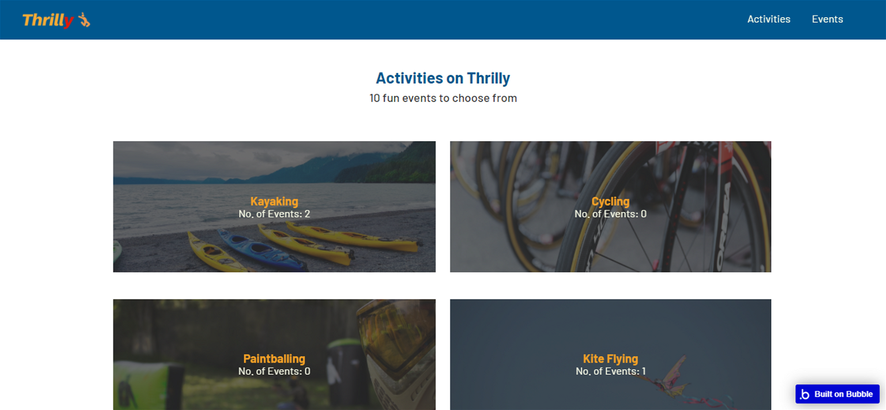 Thrilly, an activities marketplace MVP