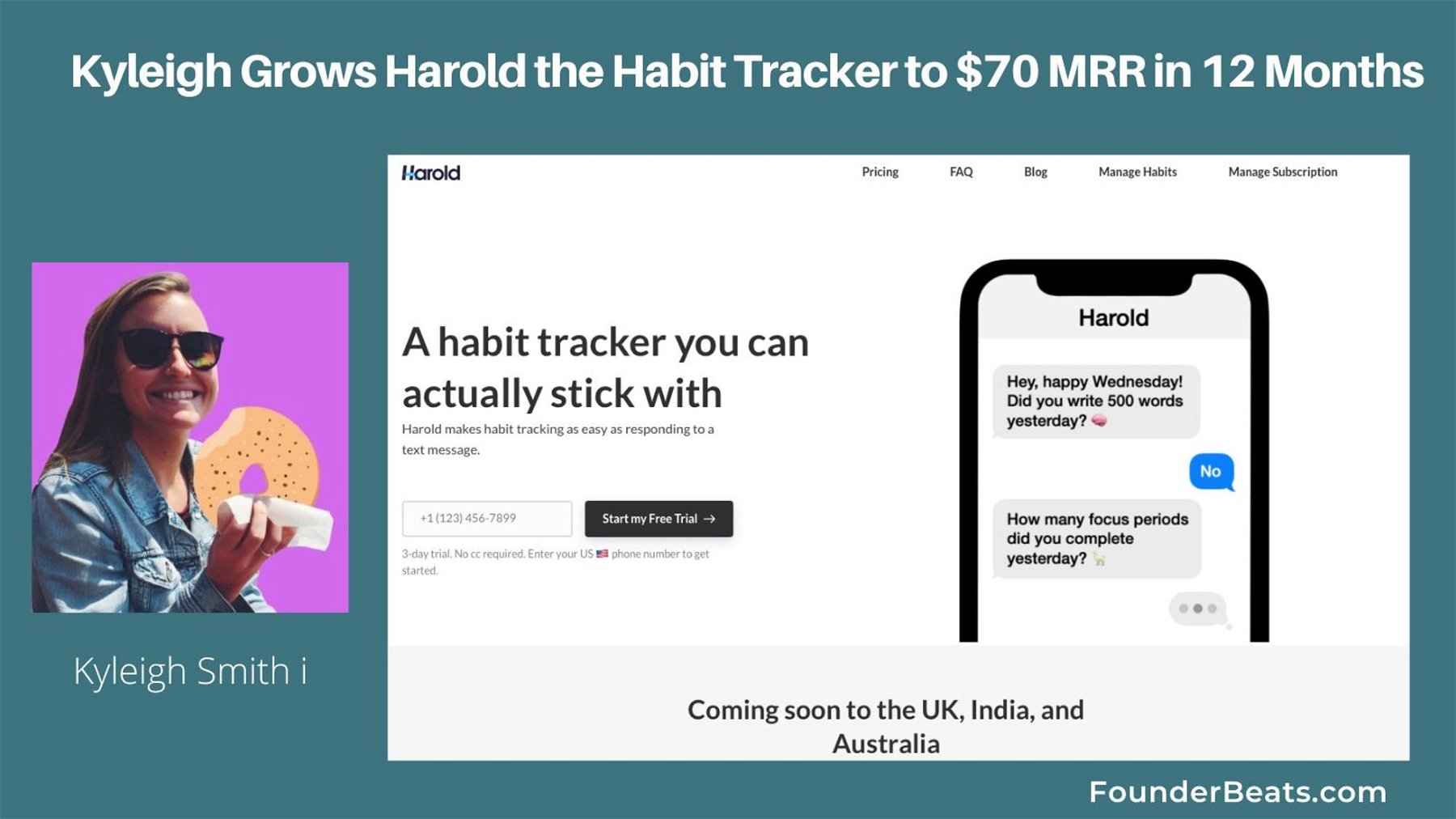 Kyleigh Grows Harold the Habit Tracker to $70 MRR in 12 Months