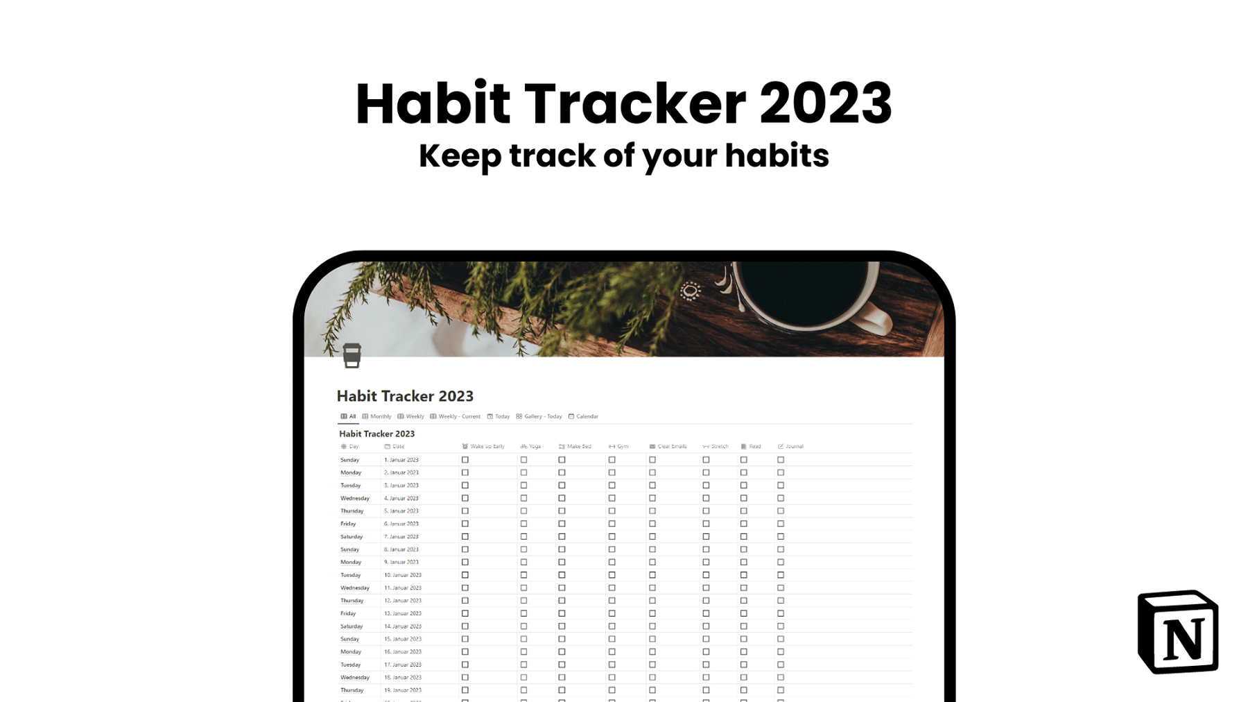 Minimalist Habit Tracker 2023