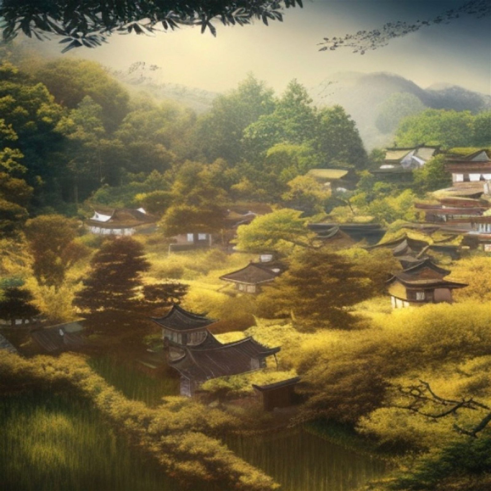 AI Prompt: a quiet village in the countryside of Japan.
