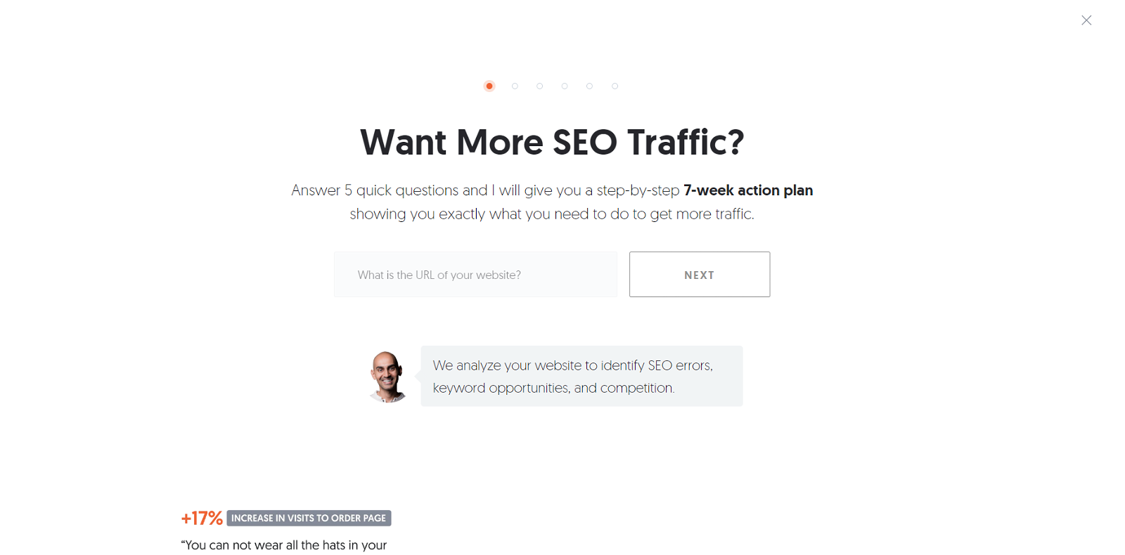 Neil Patel offers a 7-week SEO action plan on its SaaS tool UberSuggest.