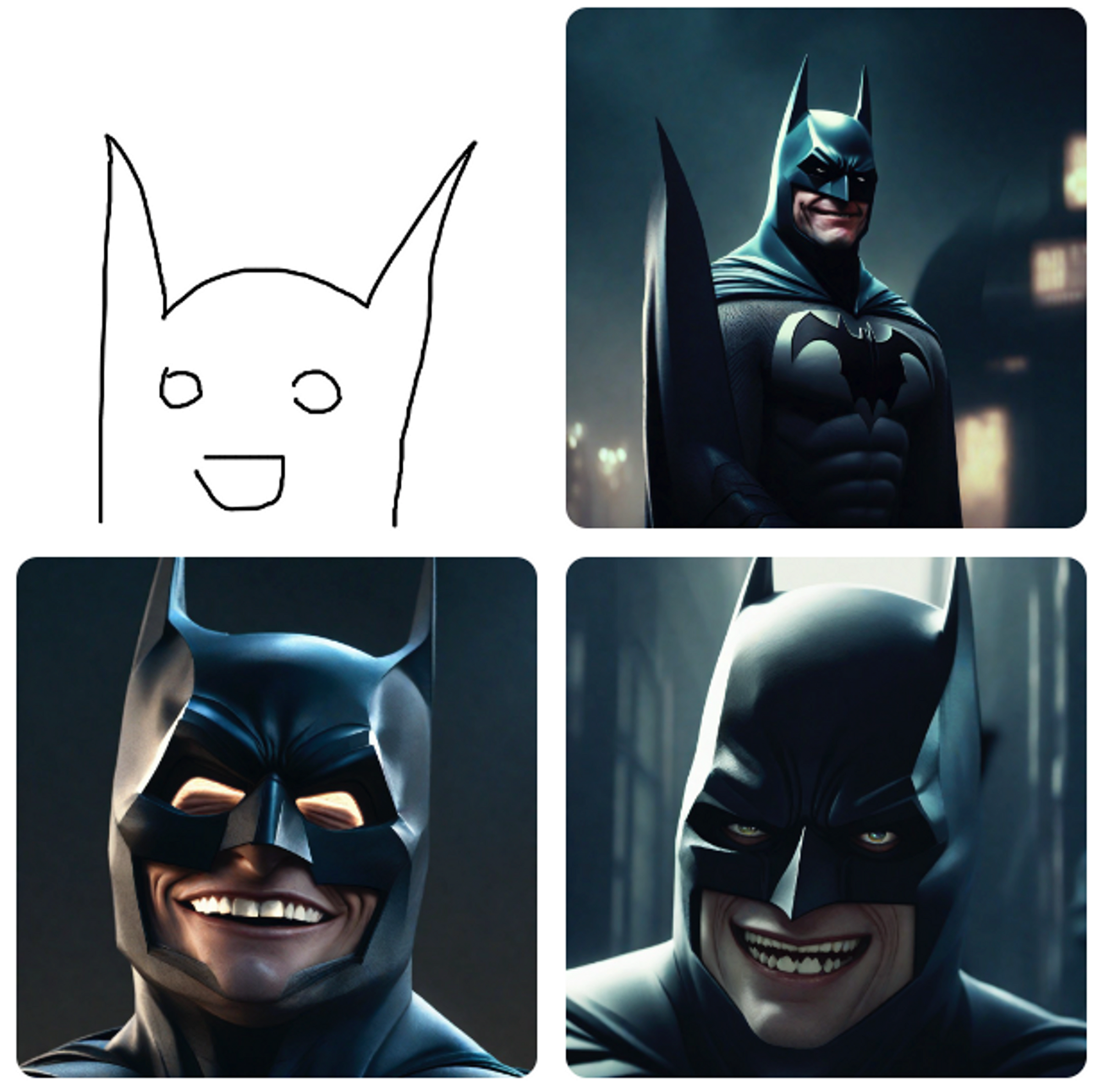 Un batman souriant en style Cinematic 
